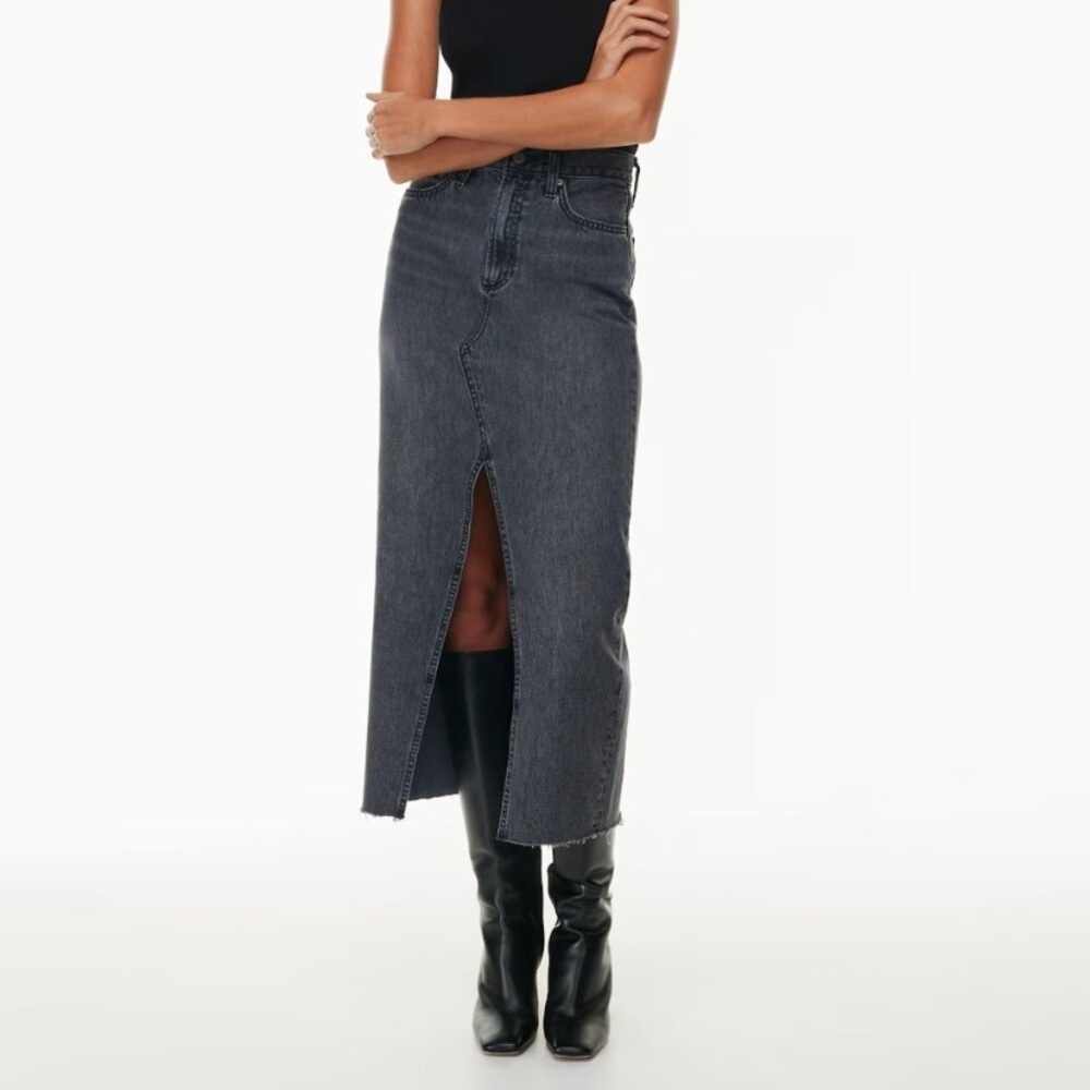Denim Forum Aritzia Black Denim Maxi Skirt size 27